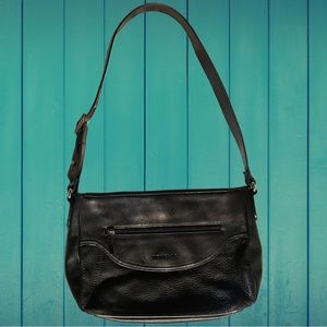STONE & CO. | Black Pebbled Leather Shoulder Bag | EUC